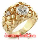 Men's Hansom Gold Nugget Round Cut Ring