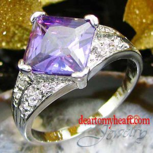 Princess Cut Amethyst Ladies Ring