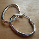 925 STERLING SILVER WOMENS THICK OVAL HOOP EARRINGS