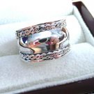 925 STERLING SILVER WIDE SHINY ROPE DESIGN WOMENS BAND RING SZ O US 7.5