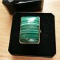925 STERLING SILVER GREEN MALACHITE RECTANGULAR CABOCHON RING SZ K US 5.5