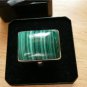 925 STERLING SILVER GREEN MALACHITE RECTANGULAR CABOCHON RING SZ K US 5.5