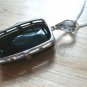RECTANGULAR BLACK ONYX 925 STERLING SILVER RHODIUM PLATED PENDANT NECKLACE