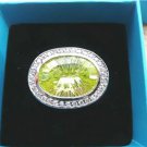 LARGE OVAL LIME GREEN CUBIC ZIRCONIA  925 STERLING SILVER RING SZ M1/2 6.75