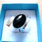 OVAL BLACK ONYX 925 STERLING SILVER CABOCHON CROSSOVER RING SZ Q US SZ 8.5