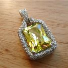 10% off!!! LIME GREEN CUBIC ZIRCONIA 925 STERLING SILVER QUALITY ITALIAN PENDANT