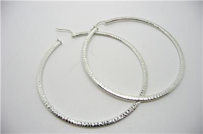 Sterling Silver Large Open Diamond Earrings