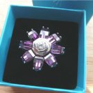 LARGE PURPLE CRYSTAL & CUBIC ZIRCONIA QUALITY 925 SILVER FLOWER RING SZ R US 9