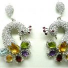 PEACOCK AMETHYST,GARNET,TOPAZ,CITRINE,PERIDOT 925 SILVER DROP EARRINGS