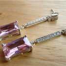 BRIGHT SHOCKING PINK CUBIC ZIRCONIA 925 SILVER ITALIAN LONG DROP DANGLE EARRINGS