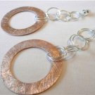 LONG DROP HEAVY 925 SILVER ROSE GOLD PLATED LARGE DISC DANGLE EARRINGS