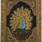 RMantra Handmade Miniature painting of Golden Dancing Peacock on silk cloth  :
