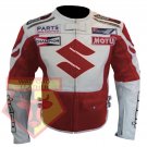 SUZUKI 4269 RED MOTORCYCLE MOTORBIKE BIKER REAL COWHIDE LEATHER ARMOURED JACKET