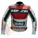 HONDA GAS REPSOL RED MOTORCYCLE MOTORBIKE BIKERS COWHIDE LEATHER ARMOURED JACKET
