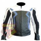 BMW 3875 BLUE MOTORCYCLE RIDING RACING SPORTS COWHIDE LEATHER ARMOURED JACKET