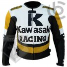 KAWASAKI 1 MOTORCYCLE MOTORBIKE BIKERS YELLOW COWHIDE LEATHER ARMOURED JACKET