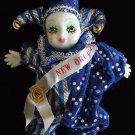 Porcelain Baby Clown Doll Gift New Orleans Blue Stripes