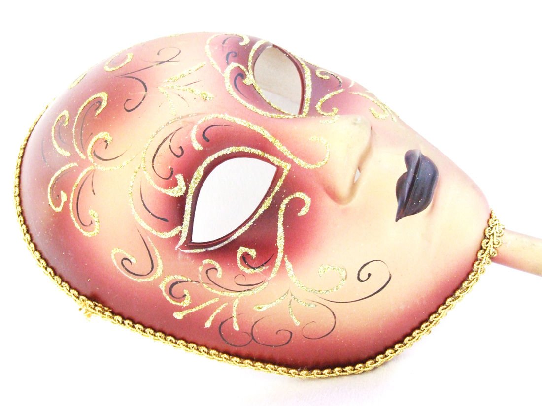 Venetian Mask Full Face Mardi Gras Mask Burgundy Halloween Costume ...