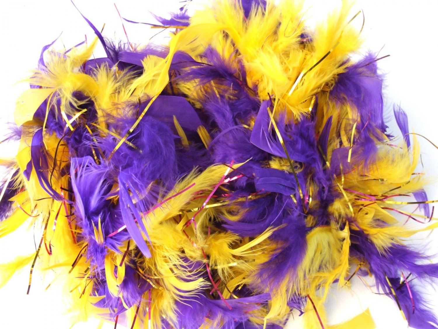 Purple & Gold Feather Boa Masquerade Fashion Glamour Party High Society
