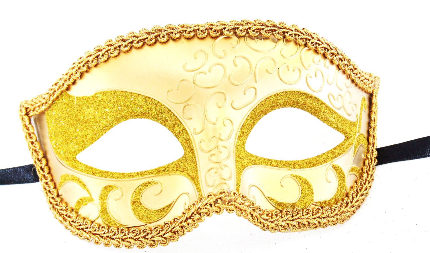 CRESCENT Mask Gold Halloween Venetian Mardi Gras Prom Masquerade ...