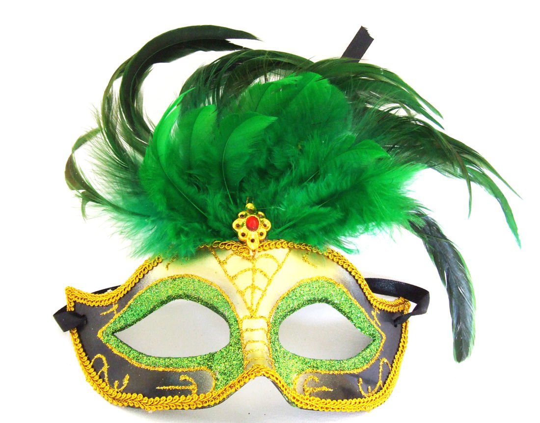 Venetian Eye Mask & Feathers 03 Mardi Gras Drama Theatre Masquerade Costume