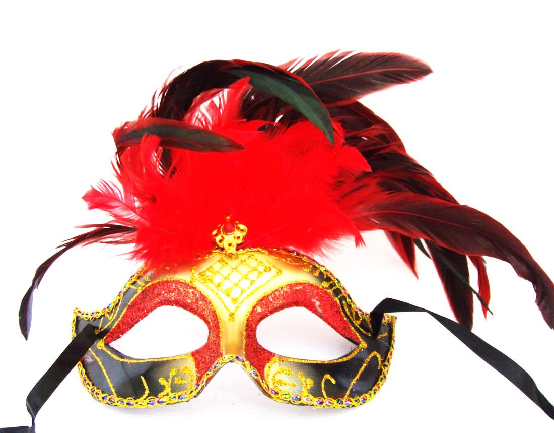 Venetian Eye Mask & Feathers 06 Mardi Gras Drama Theatre Masquerade Costume