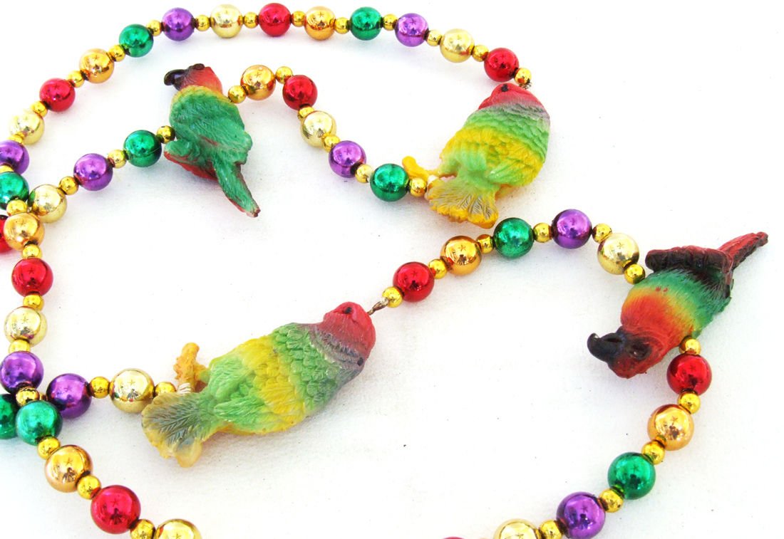 Parrots Colorful Mardi Gras New Orleans Bead Necklace Parrot Luau Beach