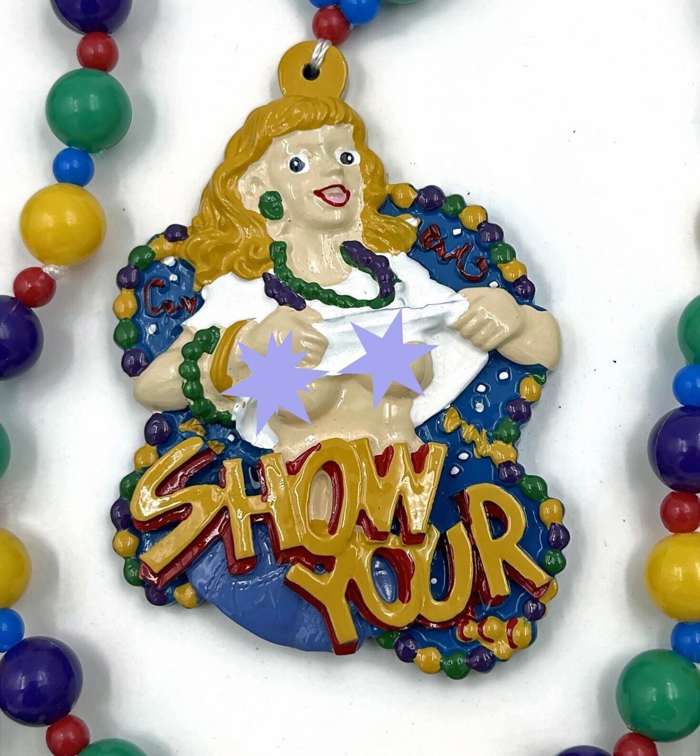 Show Your Tits Blonde Mardi Gras Bead Necklace Show Me Something