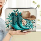 Cosmetic Bag Western Theme Cowgirl and Boots Zippered  Free Shipping 9x6 Inches