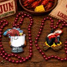 Cajun Crawfish Bead Necklace Set Louisiana Mardi Gras Party Favor Pair Free Ship