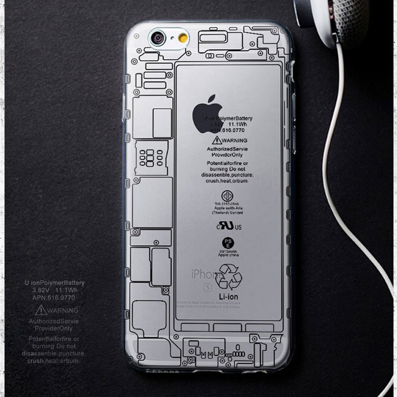 Battery Door pattern Ultrathin Clear case for iphone 6s plus / 6 plus 5.5 Transparent Back Cover