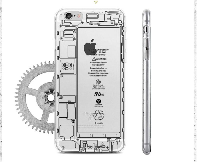 Battery Door pattern Ultrathin Clear case for iphone 6s / 6 4.7 inch Transparent Back Cover