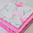 Handmade Baby Minky Flamingo Girl Girls Crib Cot Receiving Stroller Blanket