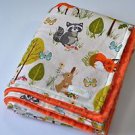 Handmade Baby Minky Woodland Deer Fox Racoon Crib Cot Stroller Blanket
