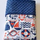 Handmade Baby Minky Toddler Nautical Whale Crib Receiving Stroller Blanket