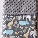 Handmade Baby Minky Toddler Elephant Zoo  Crib Receiving Stroller Blanket