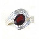 Impressive Sterling Silver Cocktail Ring Genuine Garnet Stone size 6