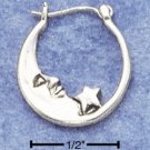 Sterling Silver Moon and Star Hoop Earrings
