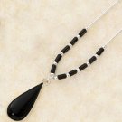 Elegant Sterling Silver Black Onyx Teardrop Necklace