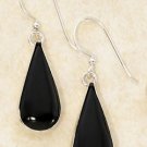 Sterling Silver Black Onyx Tear Drop Dangle Earrings