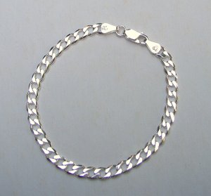 Attractive Sterling Silver Curb 8 inch Chain Bracelet