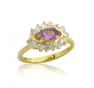 18K Gold Genuine Amethyst Ring size 8