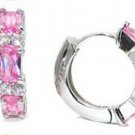 Lovely Silver Pink and Clear CZ Cubic Zirconia Earrings