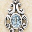 Beautiful Sterling Silver Vintage Style Pendant with a genuine Blue Topaz stone