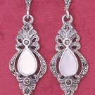 Fancy Victorian style Sterling Silver Mother of Pearl Earrings with Marcasite stones