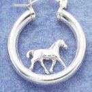 Pretty Sterling Silver Horses Hoop earrings