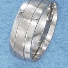 Stainless Steel 8mm Wedding Band with Brushed finish Center Stripe size 13