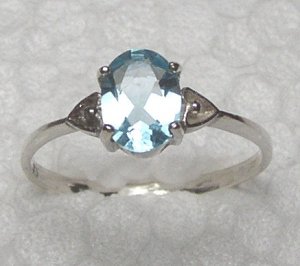 Sterling silver ring with a BLUE TOPAZ stone size 9