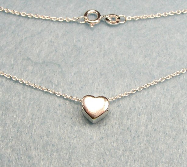 Cute Sterling Silver Heart Slider Necklace