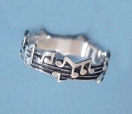 Cute Sterling Silver Music Notes Musical Ring Size 5